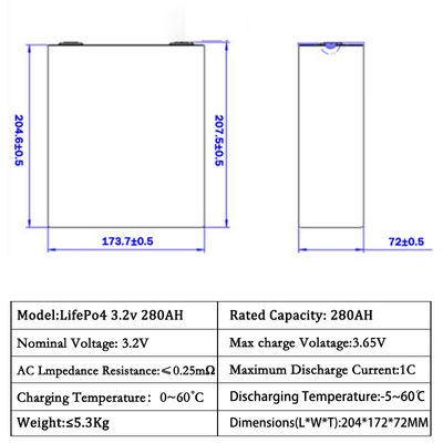 EU Stock Grade A EV 3.2v 280ah Lifepo4 Cells LFP Lifepo4 Battery Cell